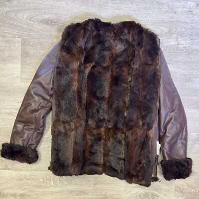 Vintage Joop Ladies Brown Leather Bomber Jacket Fur Lined  Size 42/6