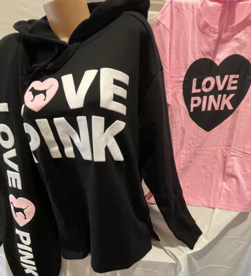 Sweat Oversize Victoria's Secret – Rose « Love Pink », Col En V – Taille Plus, Manches Longues – Neuf Avec étiquettes