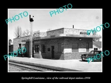 OLD 8x6 HISTORIC PHOTO OF SPRINGHILL LOUISIANA RAILROAD DEPOT STATION c1950
