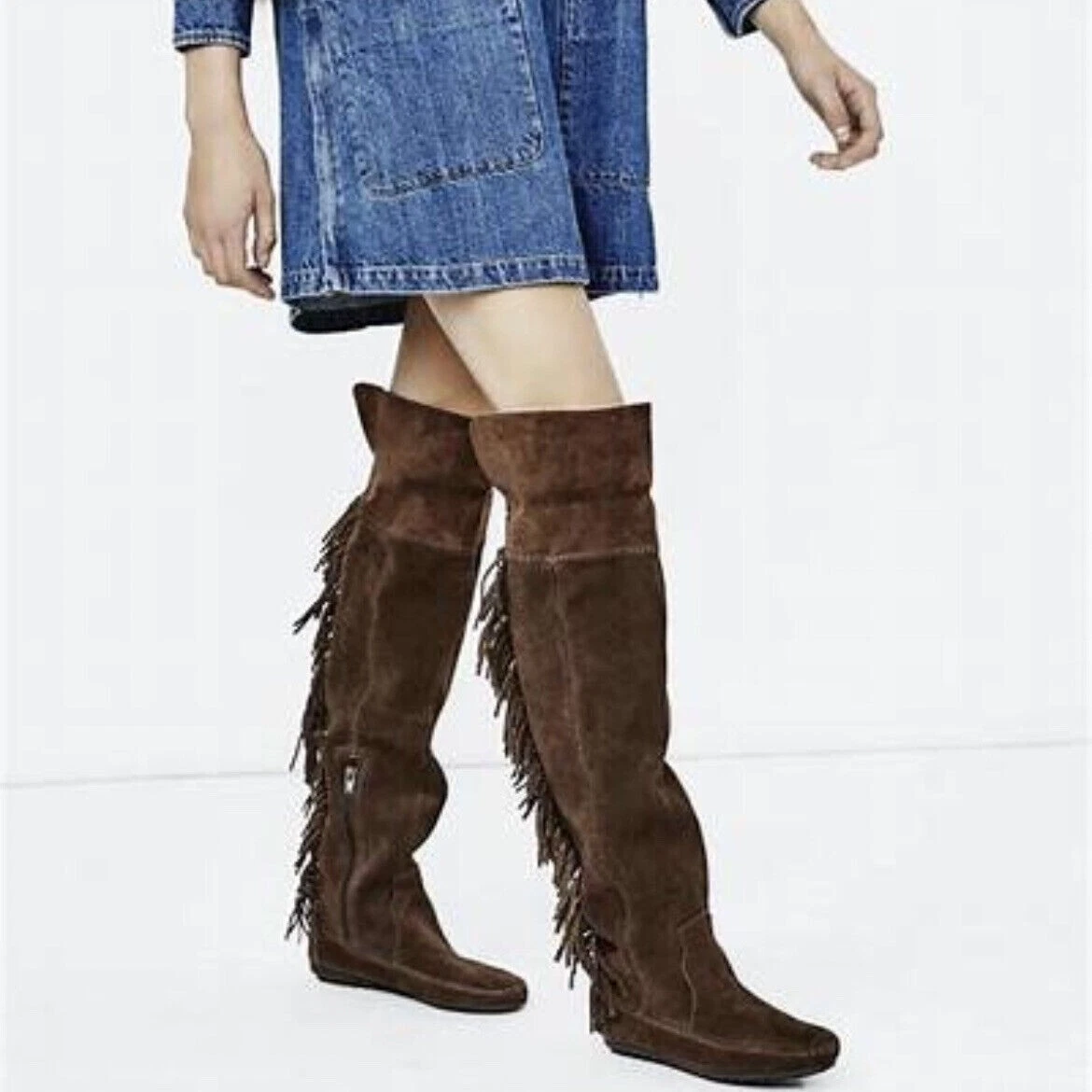 Minnetonka over the knee fringe boots discount