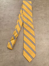 Brooks Brothers Orange With Navy  Silver Stripes 100 Silk Men's Necktie 58"
