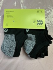 All In Motion No Show Socks Boys 6-Pair Size Medium Black New with Tags