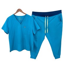 FIGS Scrubs Set Womens XL / XLP Green Blue Shirt Jogger Pants X691