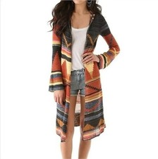 Free People Pueblo Yarn Lima Cardigan M Hooded Duster Southwestern Boho
