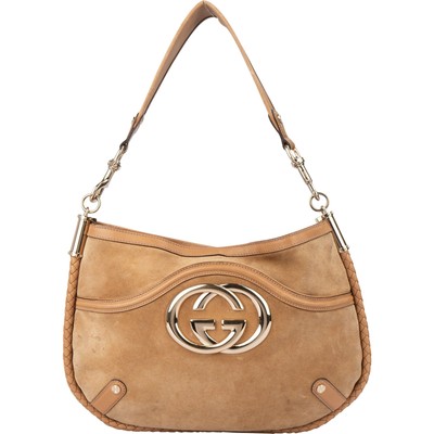 Gucci GG Suede Monogram Hobo Bag Tasche
