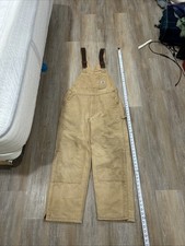 Carhartt Dungarees Adult 38x30 Tan Overalls Quilted Duck Bib Double Knee Mens