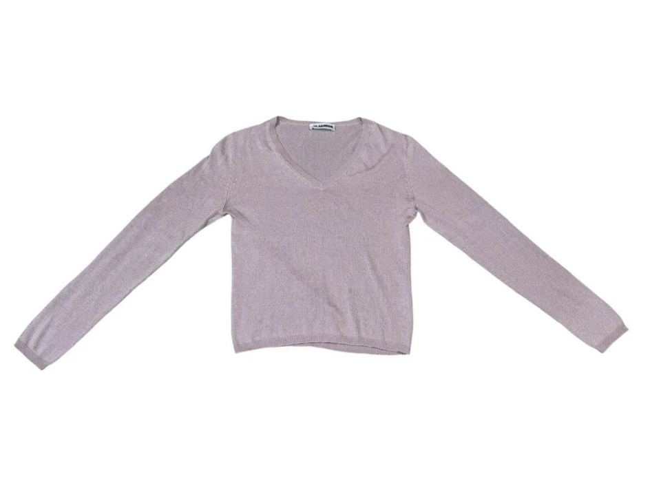 Suéter pulôver feminino Jil Sander lã gola V pequeno - Imagem 4 de 4