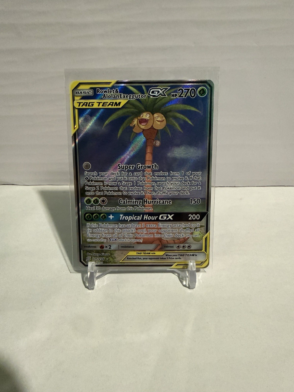 Rowlet & Alolan Exeggutor GX Alternate Full Art 215/236 Sm-Unified Minds Holo NM
