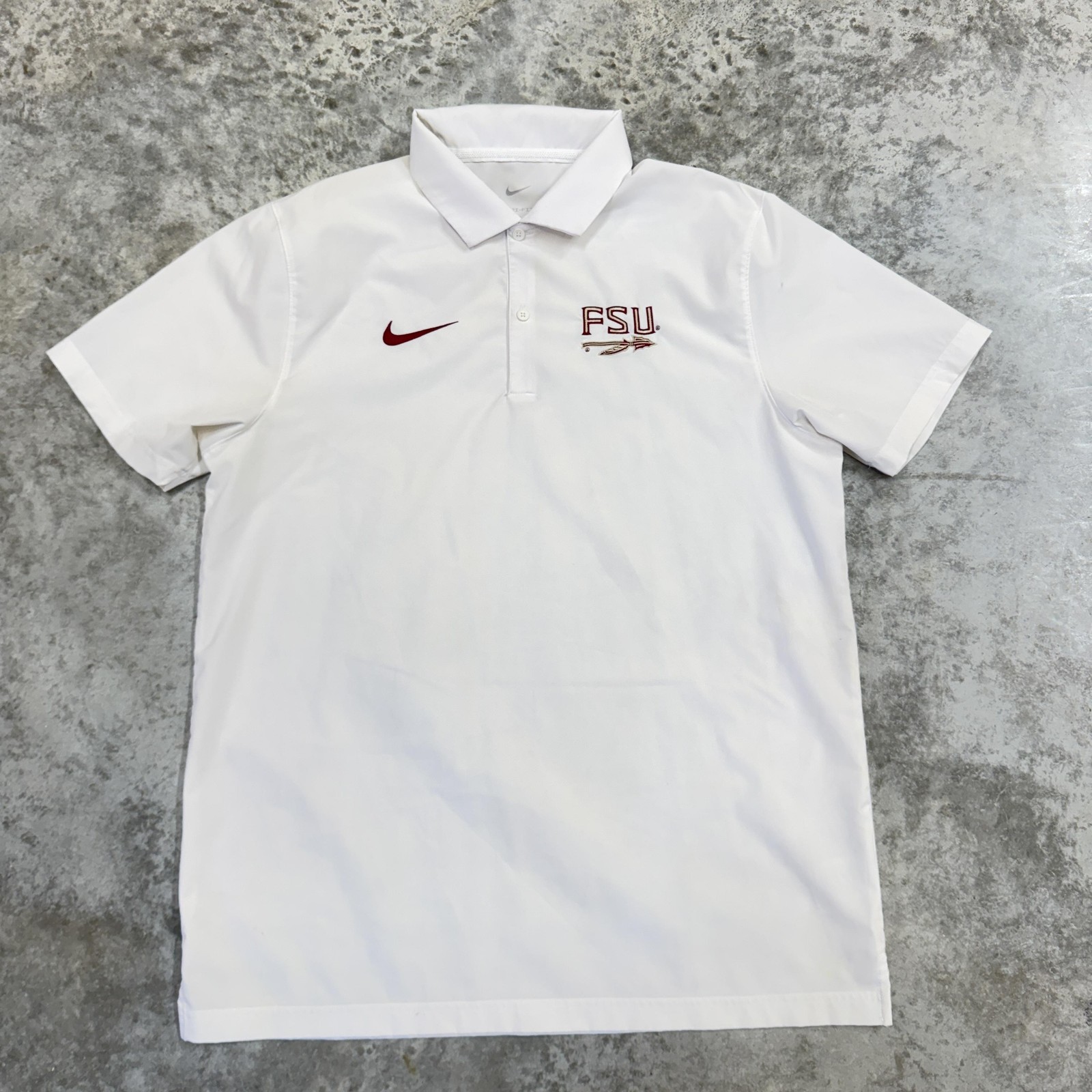 Florida State Seminoles Polo Shirt Mens XL White NCAA Football Nike Dri Fit