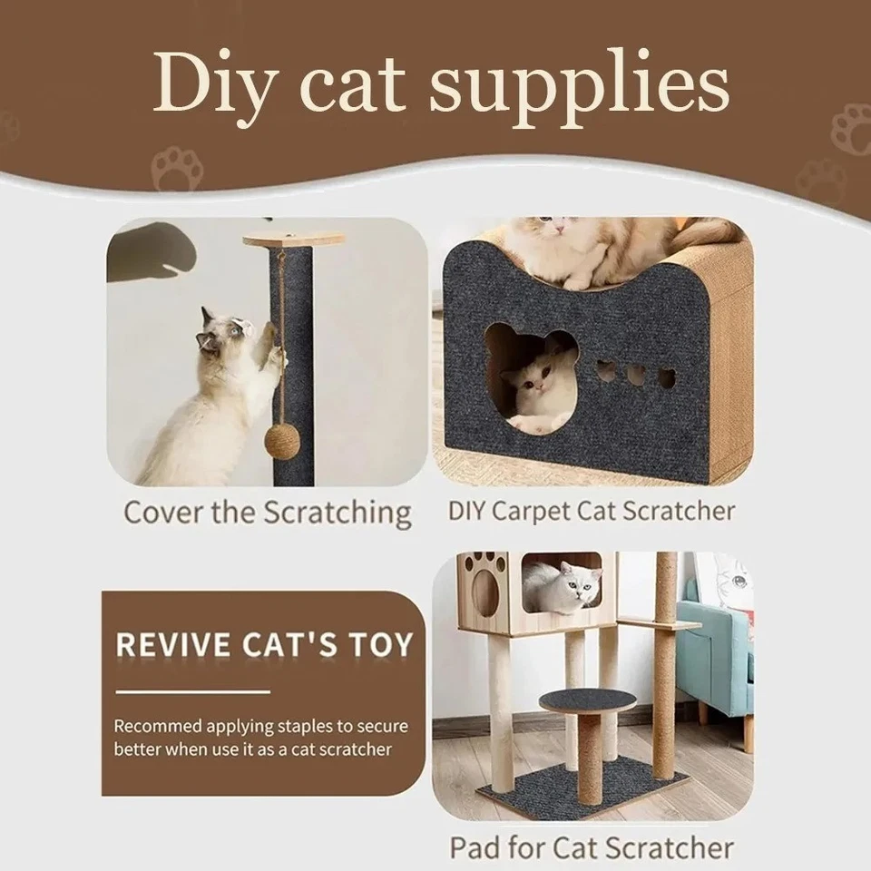 Trimmable Cat Scratching Mat Self Adhesive Furniture Protector Carpet Pad Sofa - Image 4 of 4