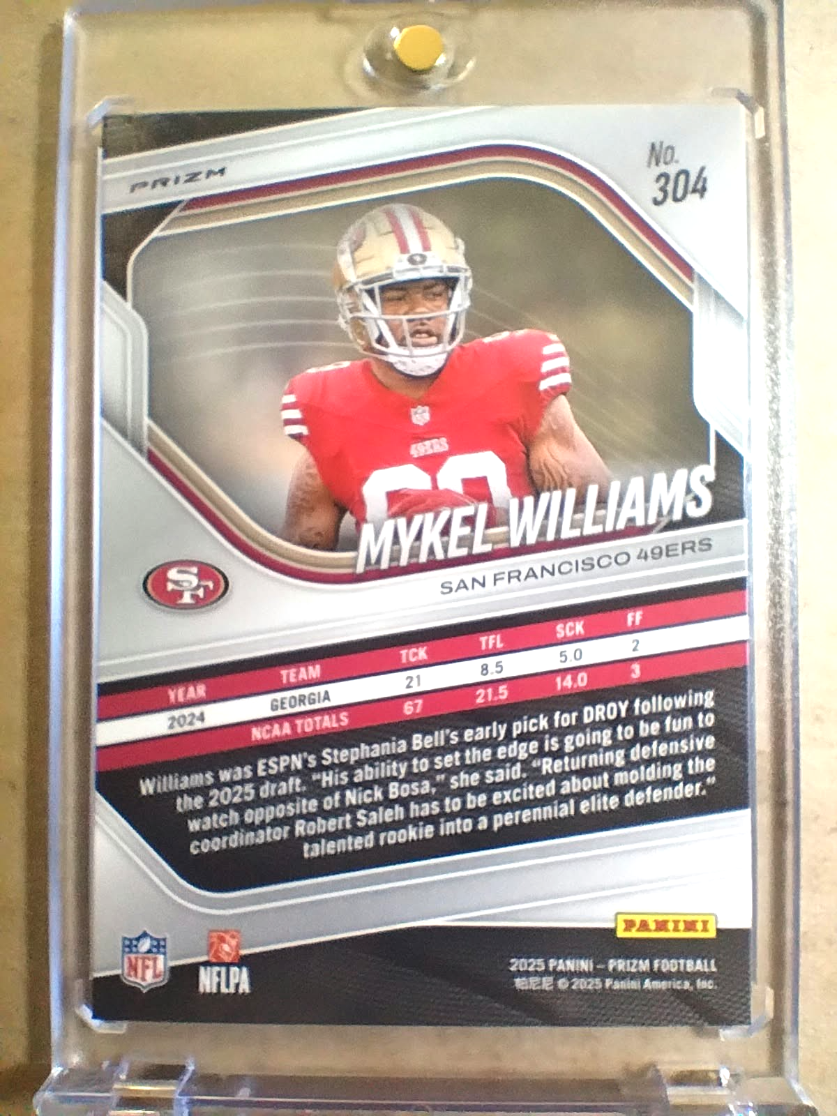 2025 Mykel Williams Panini Prizm Rookie Red Sparkle Prizm RC SP MINT 🔥🏈 ...