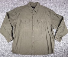 Eddie Bauer Men  s XXL Olive Green Button Front Workwear Shirt 100 Cotton