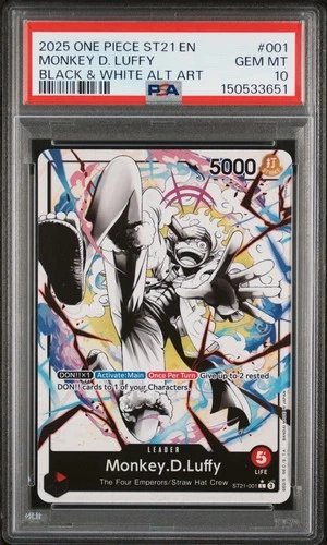 2025 One Piece Starter Deck Black and White Alternate Art Monkey D. Luffy PSA 10