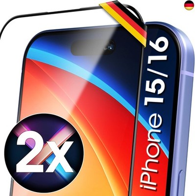 UTECTION 2X Full Screen Schutzglas für iPhone 15 & iPhone 16-6.1'' > 