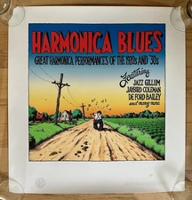 R Crumb “Harmonica Blues” Poster 2007 Giclee Print by Wildwood, #127 of 500