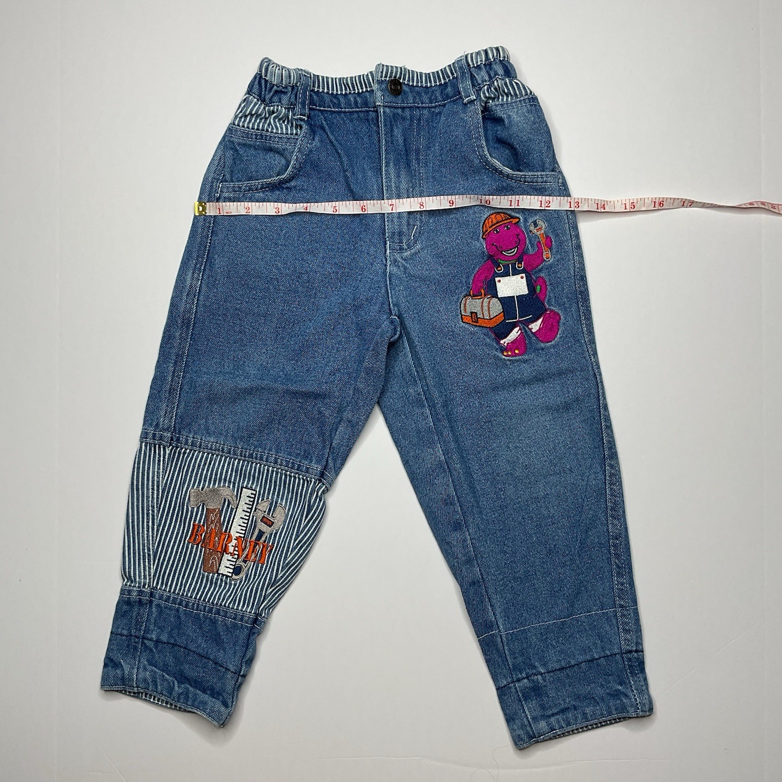 Children’s Vintage Embroidered Barney Tool Jeans Size 2t 90s/y2k