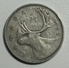 1952 Canada King George VI "MOOSE / Caribou" SILVER Quarter Coin 80% AG: 20% CU