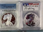 U.S. MINT AMERICAN 2013 PAIR of PCGS PROOF & REV PR69 SILVER EAGLES