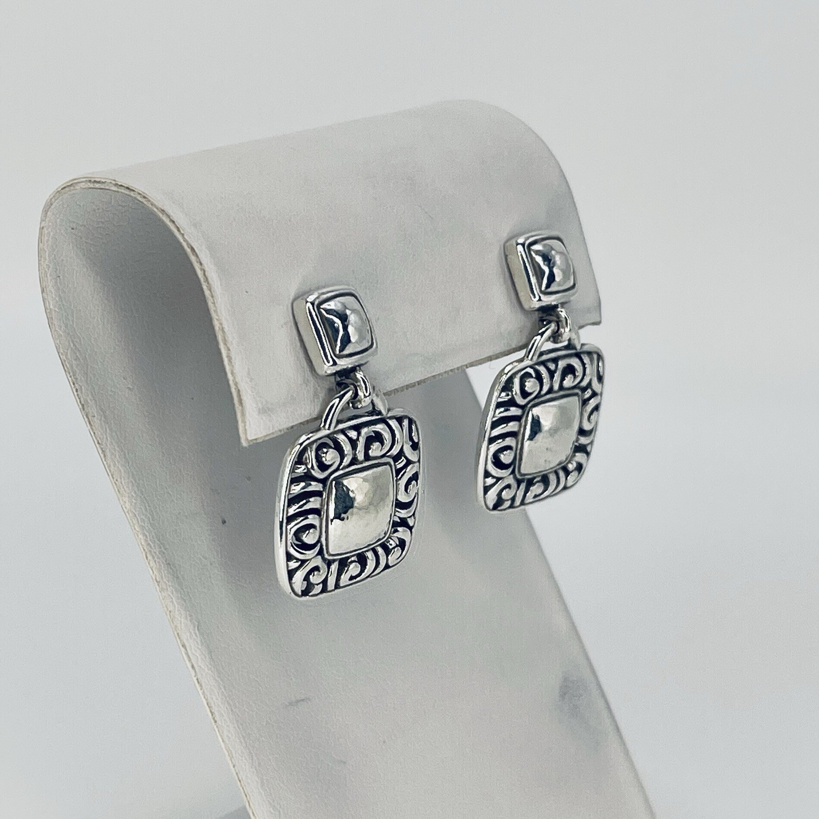 Brighton Barbados Scroll Square Drop Earrings Sil… - image 3