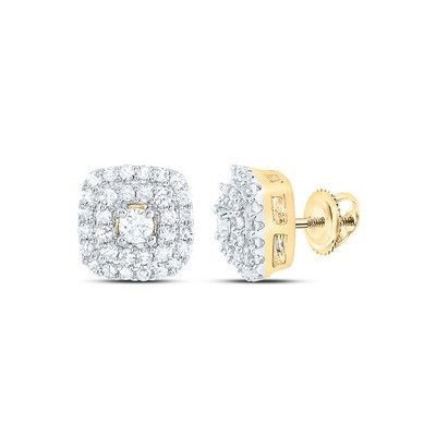 Quadratische Ohrstecker 0,36 kt natürlicher Diamant 10 kt Gelbgold