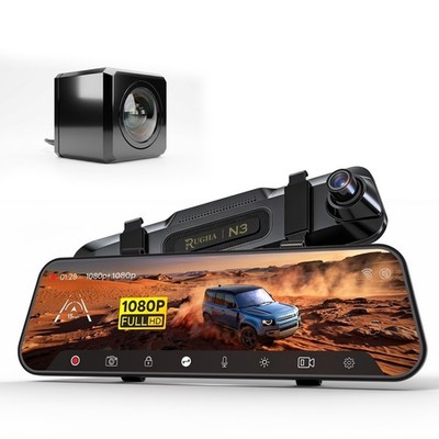 10'' Spiegel Dashcam Front Rück Kamera 1080P Dual Linse DVR Touchscreen G-Sensor