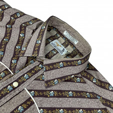 VTG Panhandle Slim Men's Pearl Snap Western Cowboy Shirt Brown Floral Large