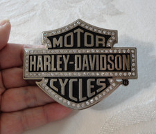 Ladies HARLEY-DAVIDSON Motorcycles Silver Belt Buckle Crystals 2014 HD Buckle