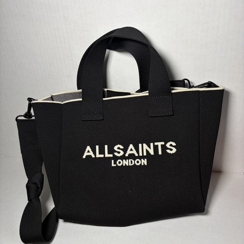 AllSaints Mini Izzy Recycled Canvas Tote Bag Black Crossbody