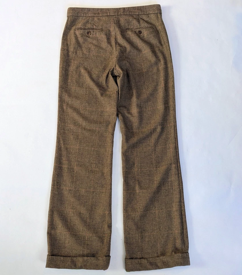 Vintage RALPH LAUREN Plaid Straight Leg Wool Cashmere PANTS Womens 8 Made In USA - Image 3 of 4
