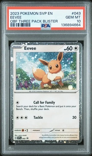 2023 POKEMON SVP OBSIDIAN FLAMES THREE PACK BLISTER #043 EEVEE PSA 10