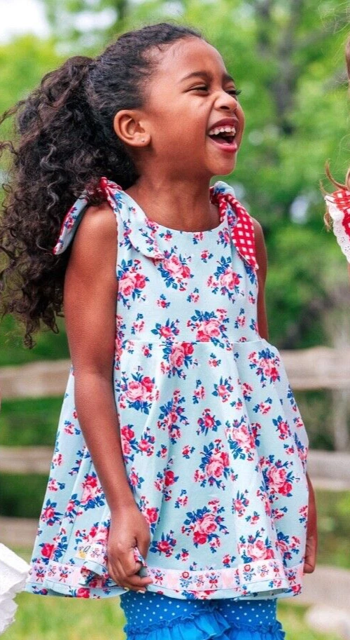 Girls Wildflowers clothing Blue Floral Miss Americana Top Tie Sleeve 14 NWOT