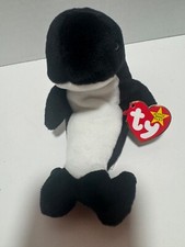 Ty Beanie Baby - Retired -   Waves  The Orca Whale 1996 P.V.C. Pellets