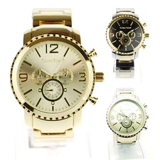 Tecno Trend Mens Luxury Stainless Steel Metal Round Analog Quartz Wrist Watch