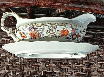 Antike Klassische Schumann Bavaria  Porzellan Sauciere Hand bemalt 1940-1945