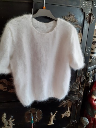 Superbe pull ANGORA 🐇🐇 BLANC manches courtes,très 100% 🇨🇵 - Picture 2 of 7