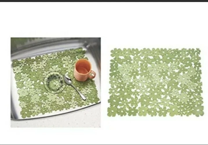 iDesign Blumz Floral Green Flexible Plastic Large Sink Protector Mat 12.5inx16in - Image 2 of 4