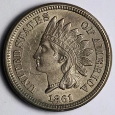 1861 Indian Head Cent Penny UNC BU DETAILS E108 QAEM