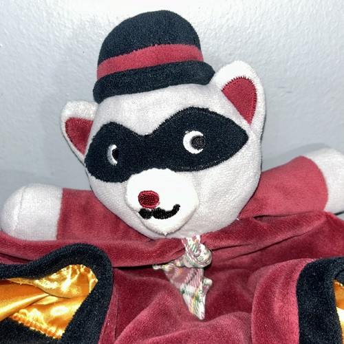 Raccoon Bandit Lovey Security Blanket Plush Baby Toy Halloween Boy Girl Rattle - Picture 2 of 8