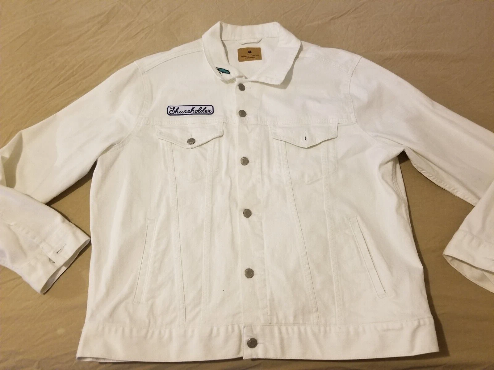 Mens Shareholder Denim Jacket XL White Patch