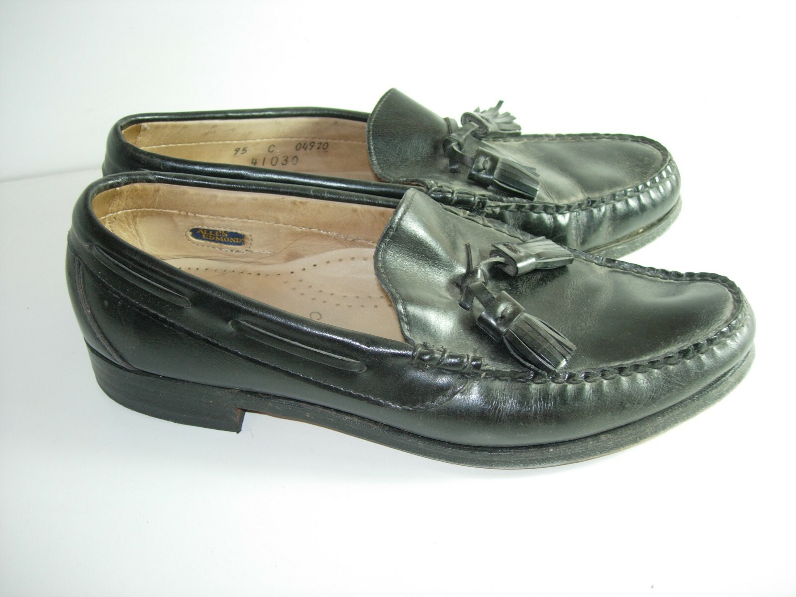 MENS BLACK LEATHER ALLEN EDMONDS LOAFERS TASSEL COMFORT DRESS