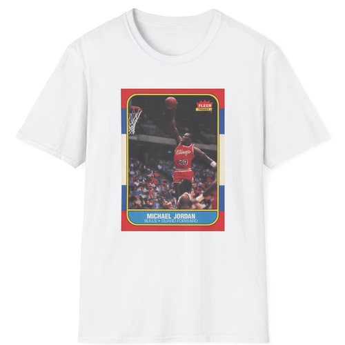 Michael Jordan Vintage Rookie Basketball Card T-Shirt - 1986 Fleer #57 - PSA 10