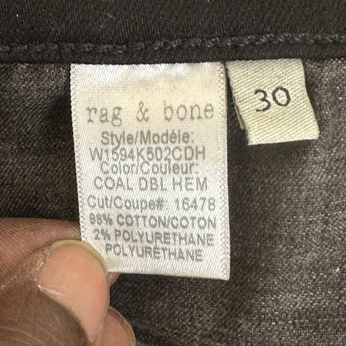 rag & bone Women's 30 Jeans Coal 10" Crop Flare Leg Double Raw Hem Goth Punk Y2K - Picture 7 of 11