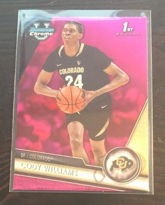 2023-24 Bowman Chrome University CODY WILLIAMS Pink Refractor 1st Bowman #16