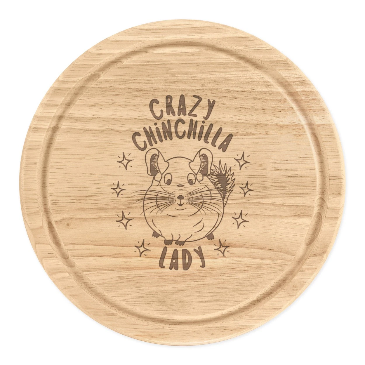 Crazy Chinchilla Lady Stars Round Chopping Cheese Board Funny
