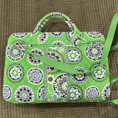 Vera Bradley Green Floral Cotton Padded Laptop Shoulder Bag for 13" Laptop - Image 1 of 4