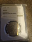 1943 Silver Walking Liberty Half Dollar MS64