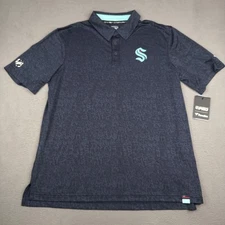 Seattle Kraken Polo Shirt Mens XL Navy NHL Hockey Authentic Pro Pattern Golf