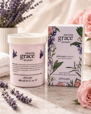 Philosophy Amazing Grace Lavender EDT 4oz & 16 oz Whipped Body Crème Sealed