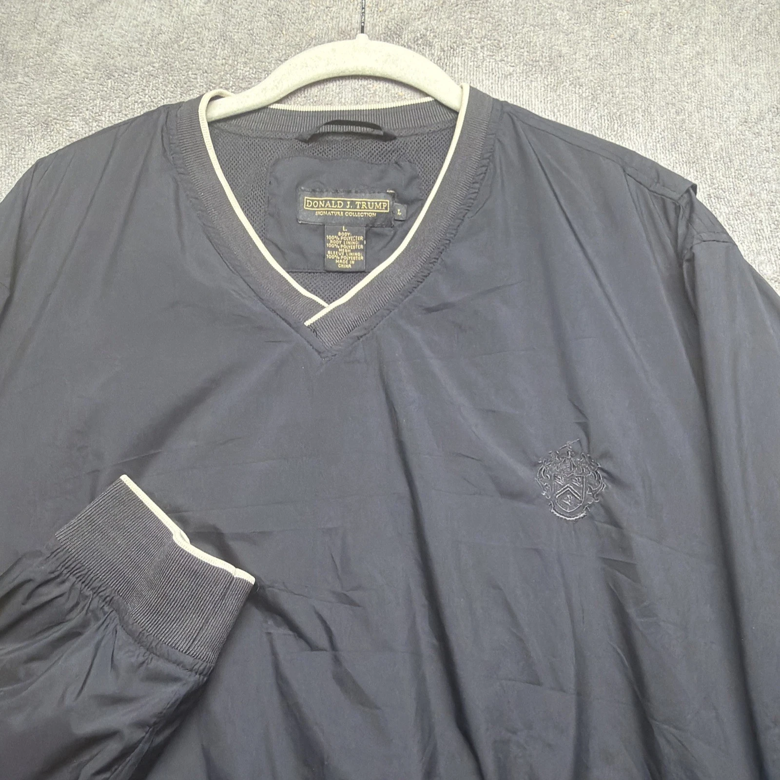 Donald J Trump Signature Collection Windbreaker Jacket V Neck Mens Large
