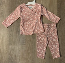 Carter's Girl's Size 6 Months Smokey Pink Floral 2 Pc Long Sleeve Cotton Pant Se
